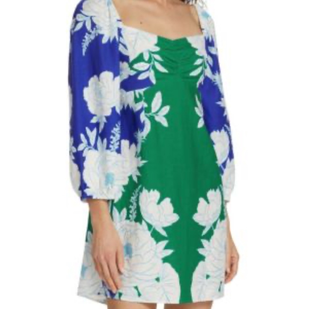 FARM Rio Blue and Green Floral Mini Dress